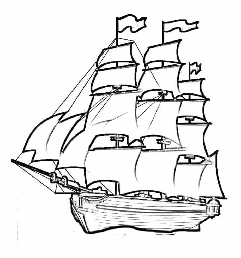 Dibujo de Cielo Alto Barcos Altos para Colorear