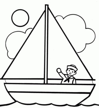 Dibujo de Estudiante de Dibujo en Barco para Colorear
