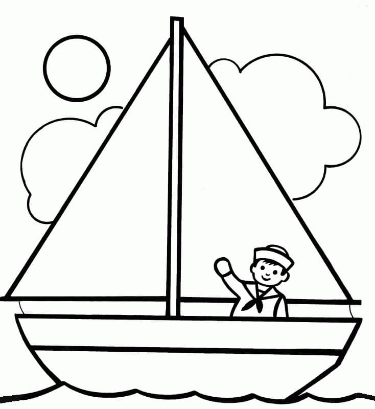 Dibujo de Estudiante de Dibujo en Barco para Colorear