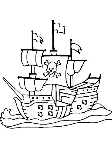Dibujo de Fresco Barco Pirata para Colorear