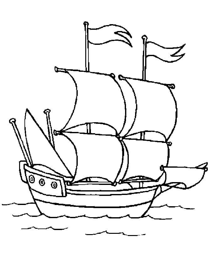 Dibujo de Adorable Barco para Colorear