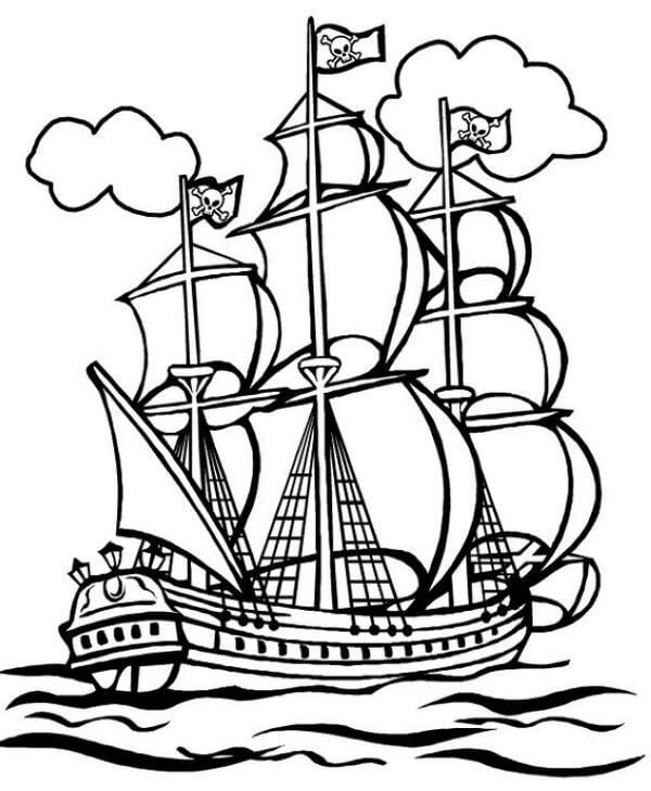 Dibujo de Barco Pirata para Colorear