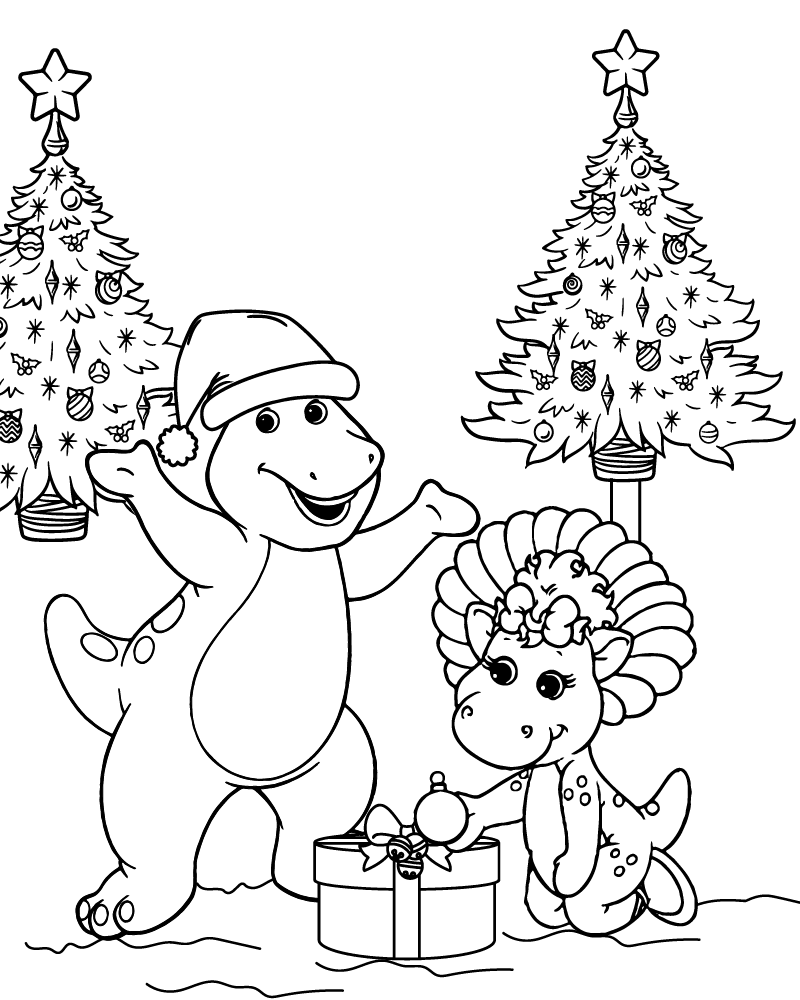 Dibujo de Barney And Baby Bop Christmas Coloring Page para Colorear