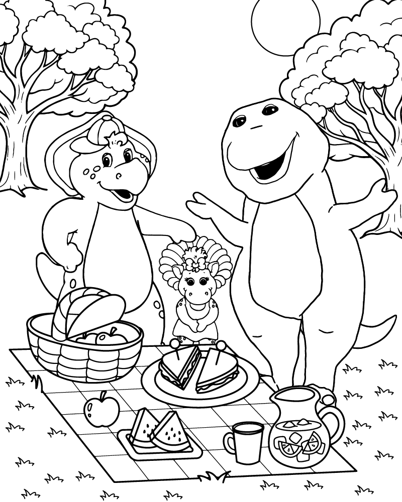 Dibujo de Barney And Friends Picnic Coloring Page para Colorear