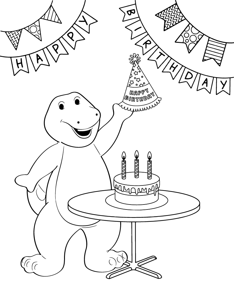 Dibujo de Barney Birthday Party Coloring Page para Colorear