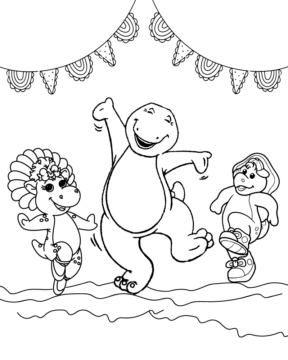 Dibujo de Barney Dancing With Friends Coloring Page para Colorear