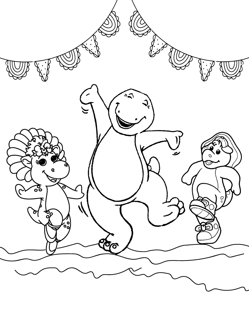 Dibujo de Barney Dancing With Friends Coloring Page para Colorear