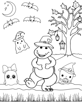 Dibujo de Barney Halloween Coloring Page para Colorear