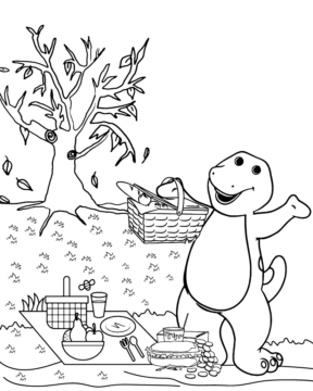Dibujo de Barney Picnic Coloring Page para Colorear
