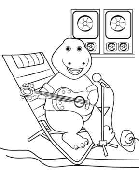 Dibujo de Barney Playing Guitar Coloring Page para Colorear