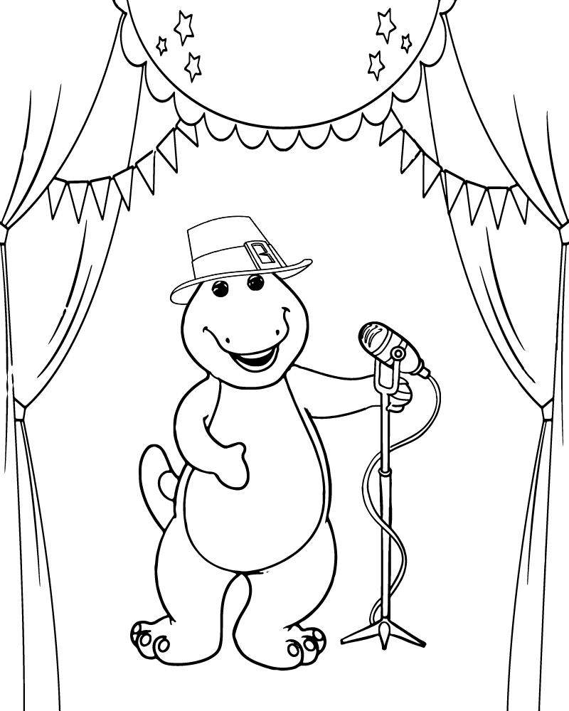 Dibujo de Barney Singing Coloring Page para Colorear