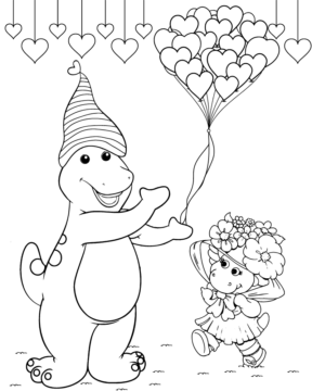 Dibujo de Barney Valentines Day Coloring Page para Colorear