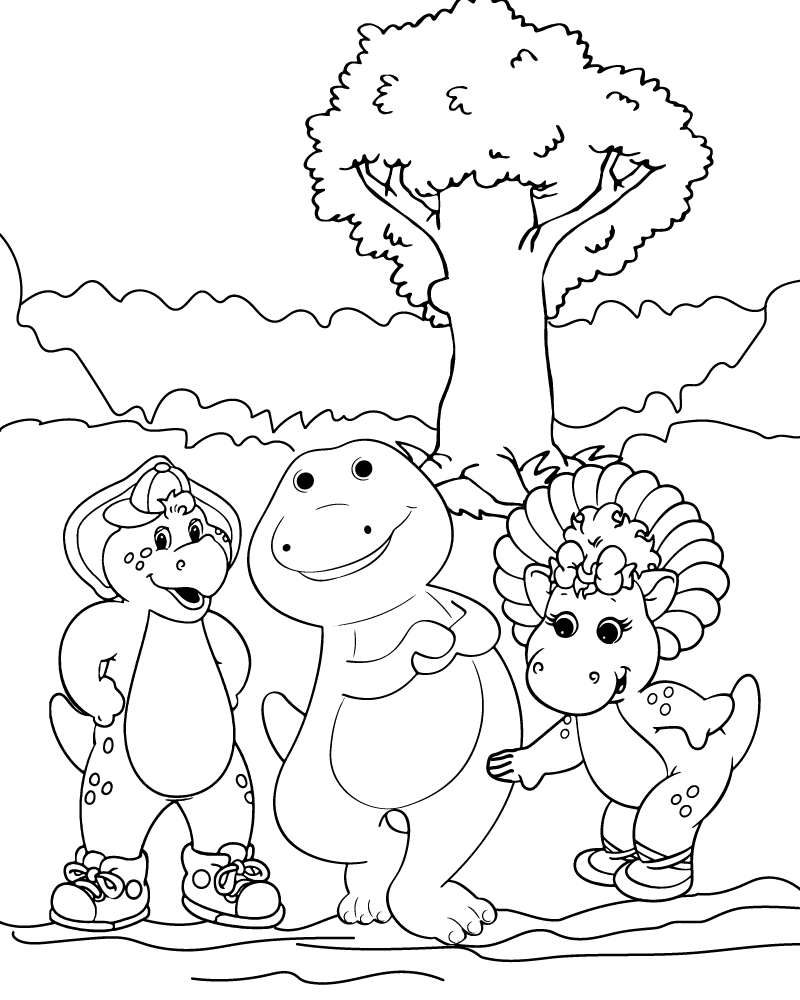 Dibujo de Barney With Animals Coloring Page para Colorear