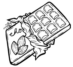 Dibujo de Barra de Chocolate con Almendras para Colorear