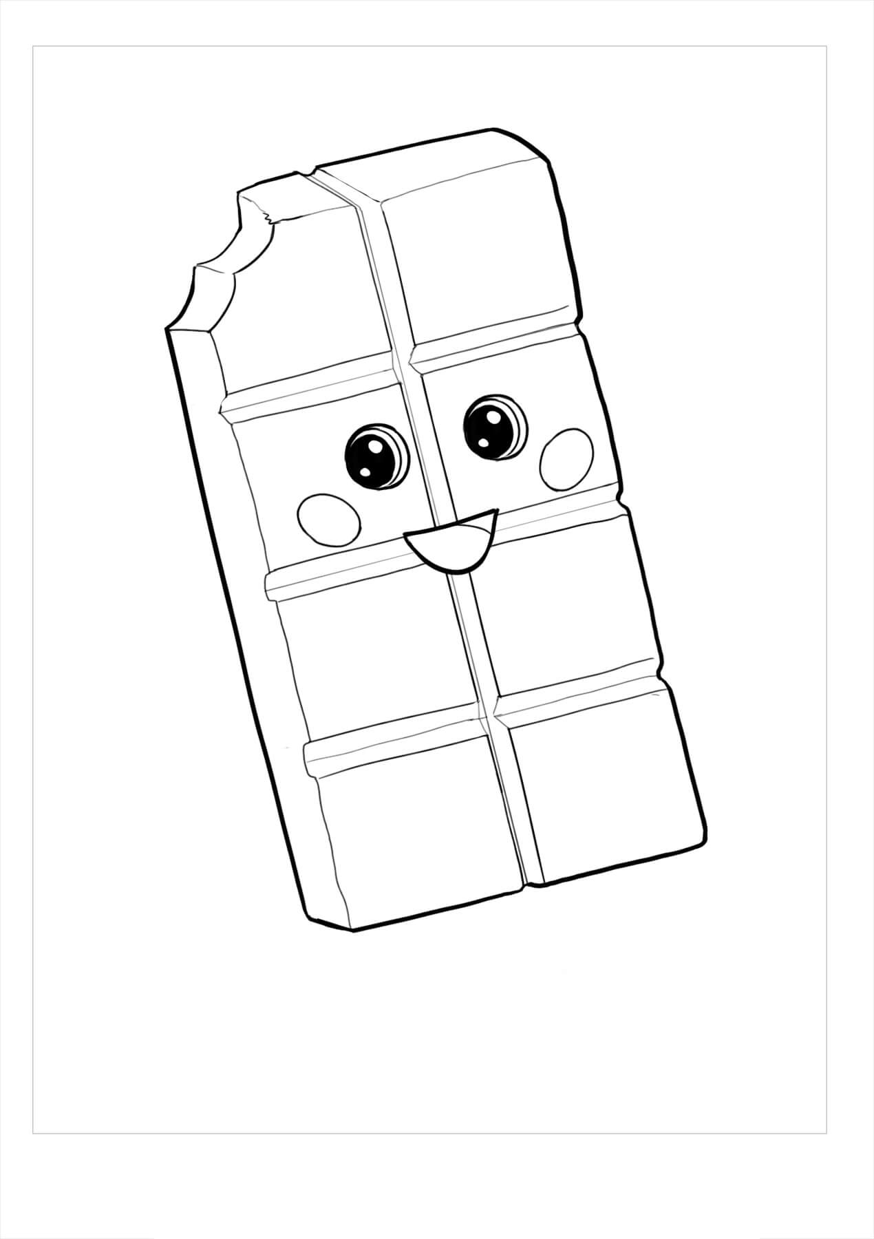 Dibujo de Barra de Chocolate Feliz para Colorear