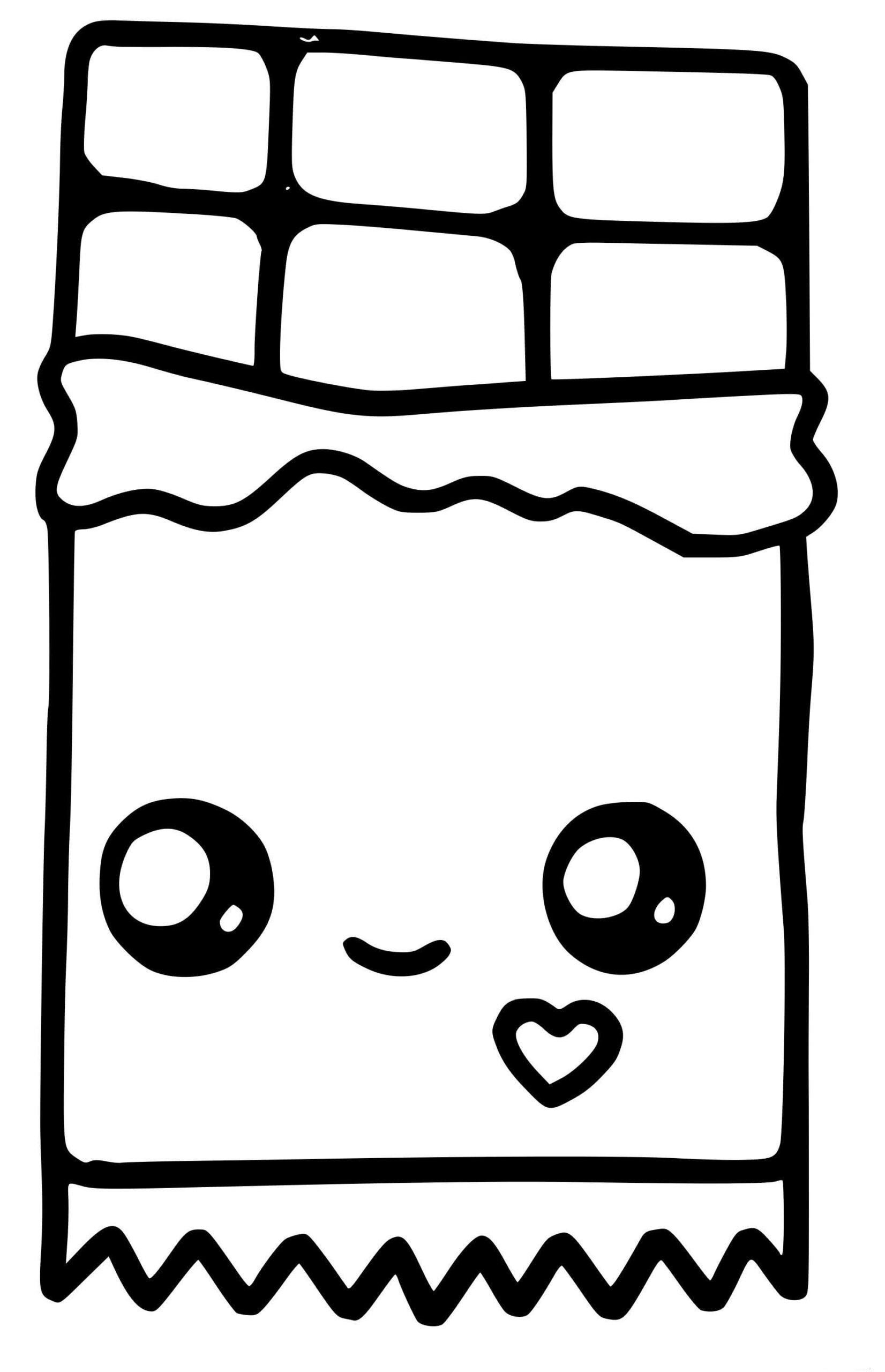 Dibujo de Barra de Chocolate Sonriente para Colorear