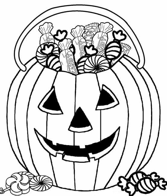Dibujo de Chocolate Dulce en Calabaza para Colorear