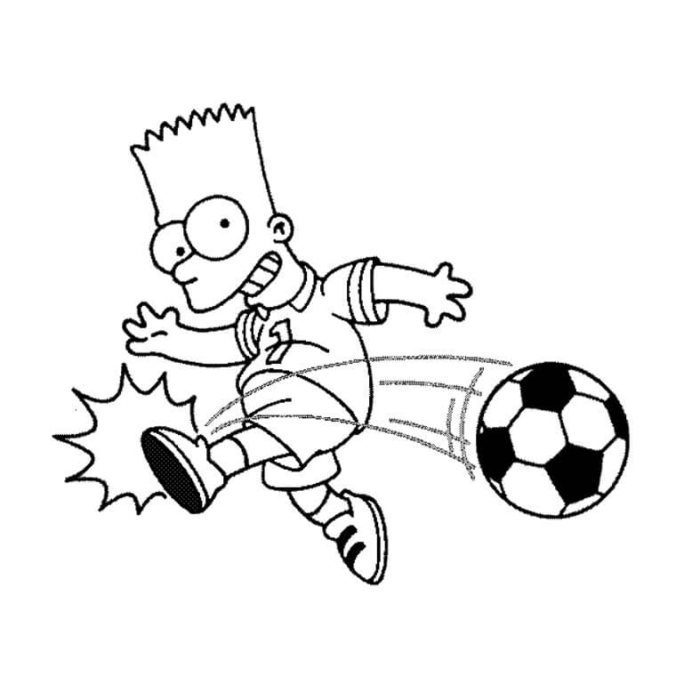 Dibujo de Bart Juega al Ftbol para Colorear