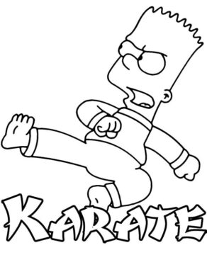 Dibujo de Bart Simpson Karate para Colorear