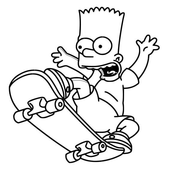 Dibujo de Bart Simpson Skate para Colorear