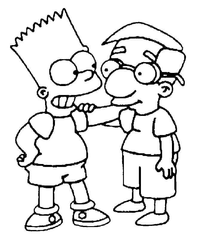 Dibujo de Bart Simpson y Amigo para Colorear