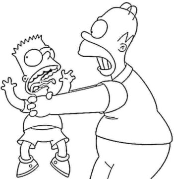 Dibujo de Bart y Homer Simpson para Colorear