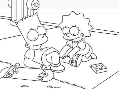 Dibujo de Bart y Lisa Simpson para Colorear