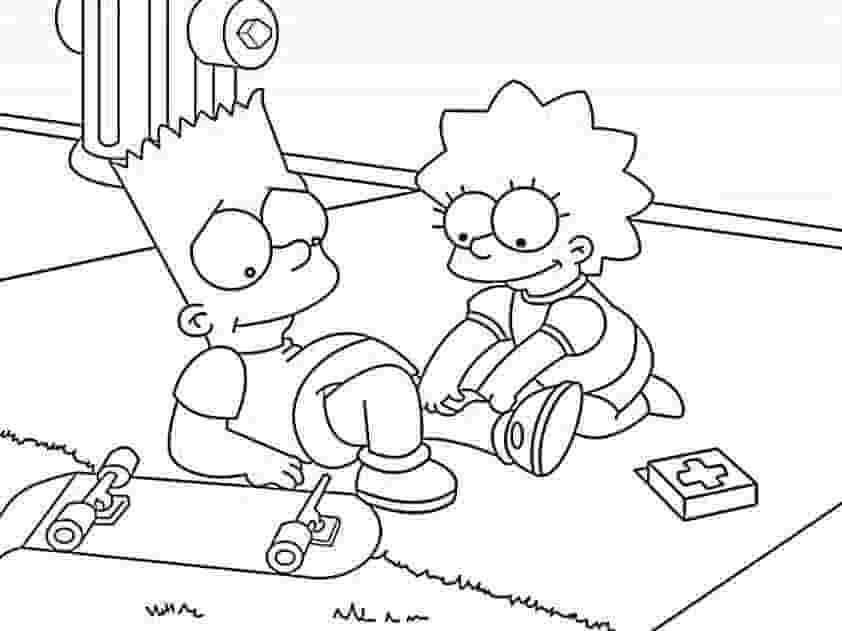 Dibujo de Bart y Lisa Simpson para Colorear