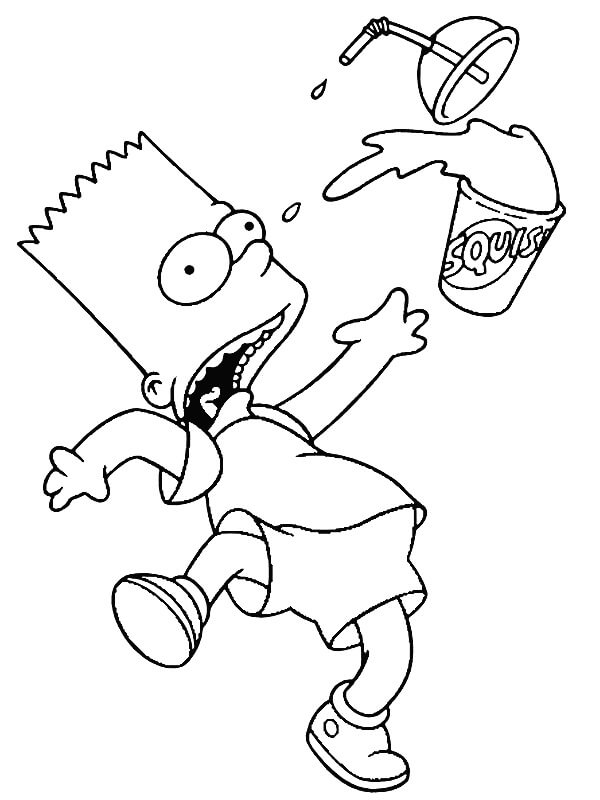 Dibujo de Miedo a Bart Simpson para Colorear