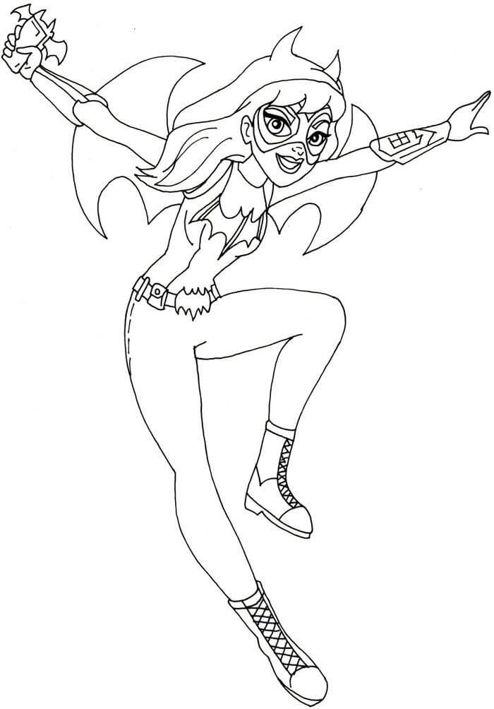 Dibujo de Batgirl Sosteniendo Arma para Colorear