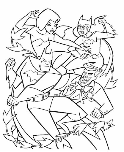 Dibujo de Batgirl y Batman Peleando para Colorear