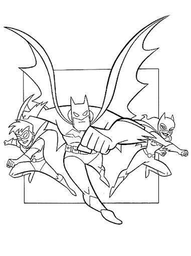 Dibujo de Batman Robin y Batgirl para Colorear