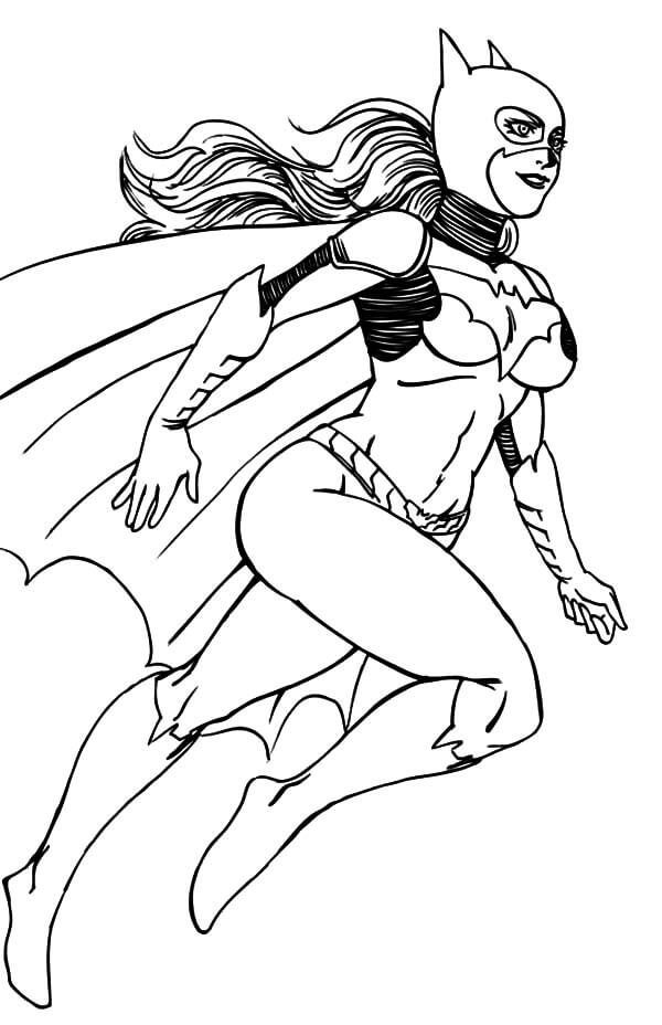 Dibujo de Genial Batgirl Feliz para Colorear