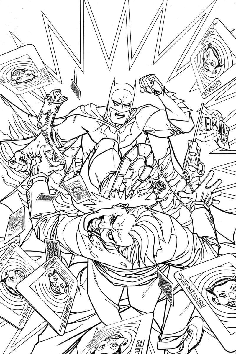 Dibujo de Batman Ataco al Guason para Colorear