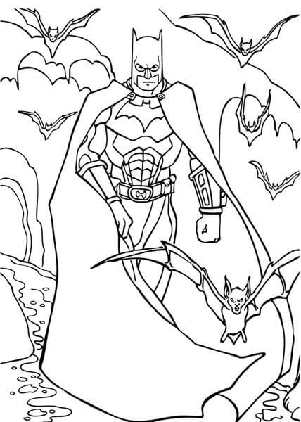 Dibujo de Batman y Murcielagos para Colorear