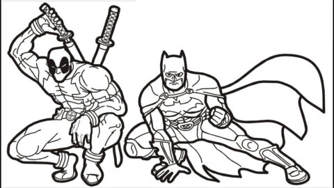 Dibujo de Deadpool y Batman para Colorear
