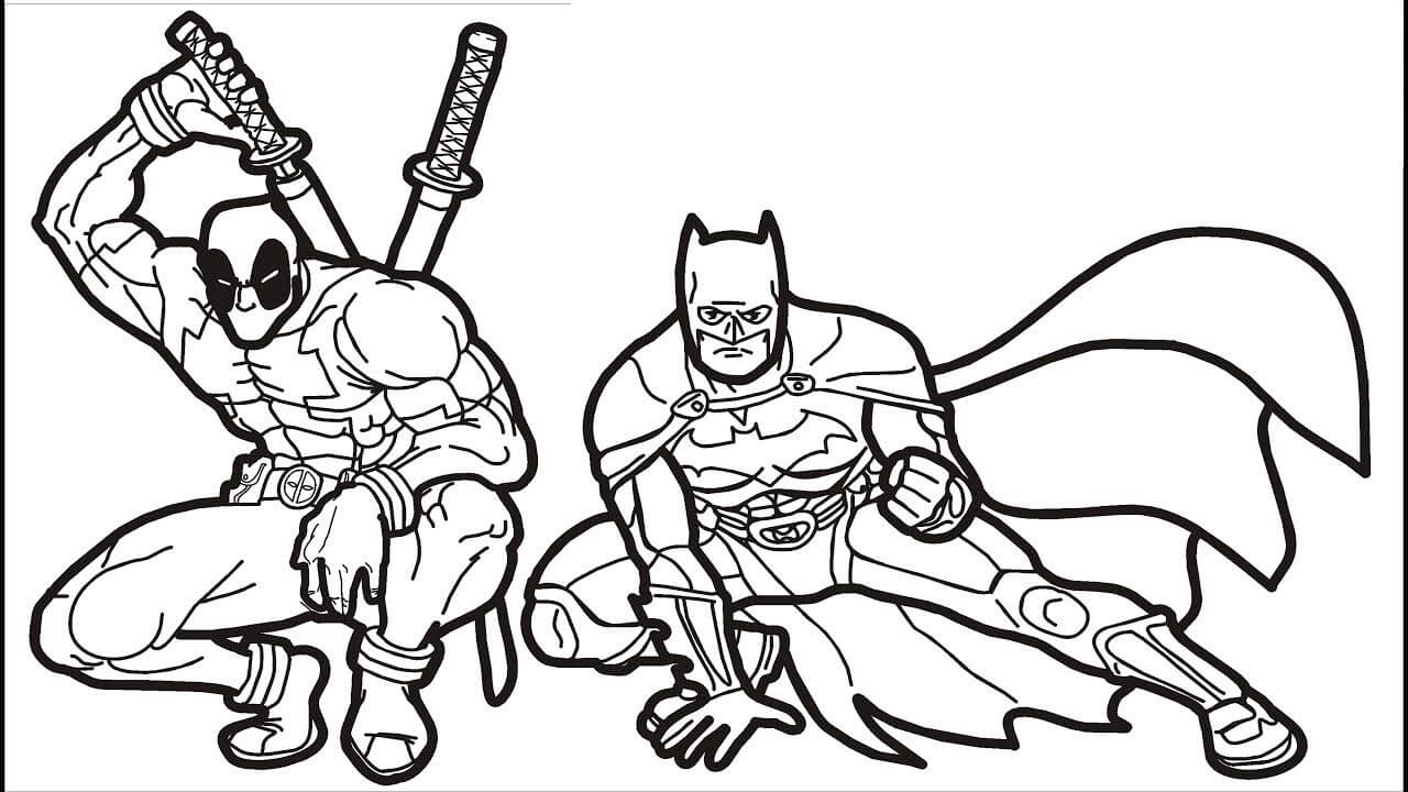 Dibujo de Deadpool y Batman para Colorear