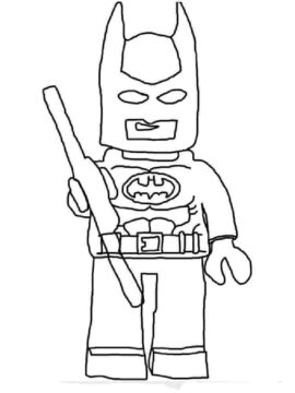 Dibujo de Dibujar a Batman Sosteniendo un Palo para Colorear