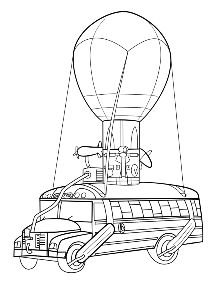 Dibujo de Autobus de Batalla de Fortnite para Colorear