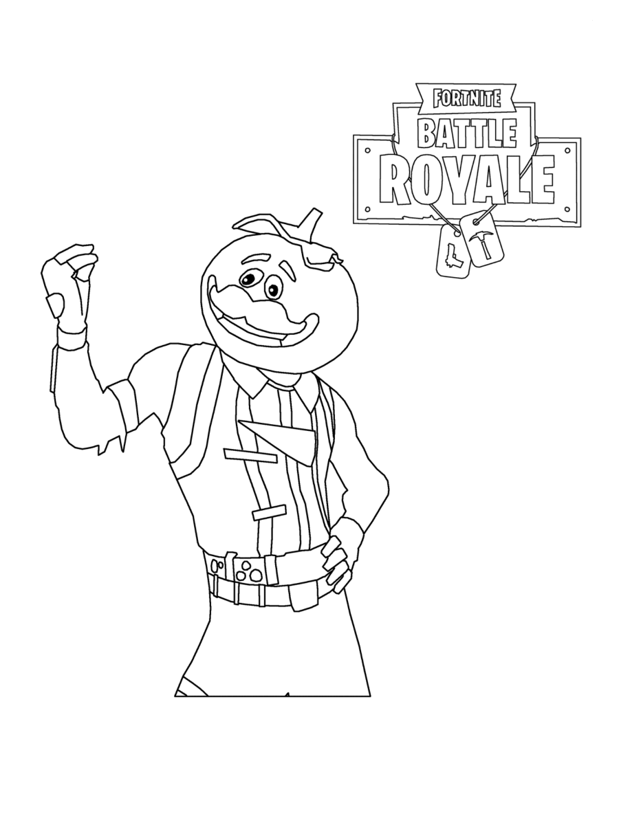 Dibujo de Cabeza de Tomate Fortnite para Colorear