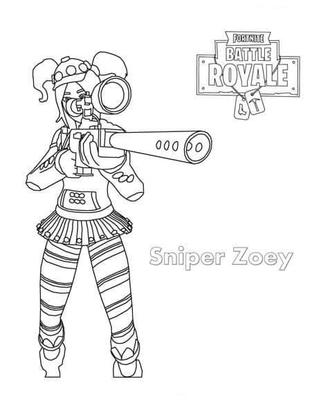 Dibujo de Francotiradora Zoey Fortnite para Colorear