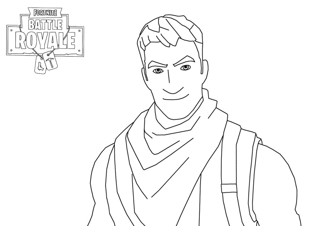 Dibujo de Hombre de Personaje de Fortnite Sonriendo para Colorear