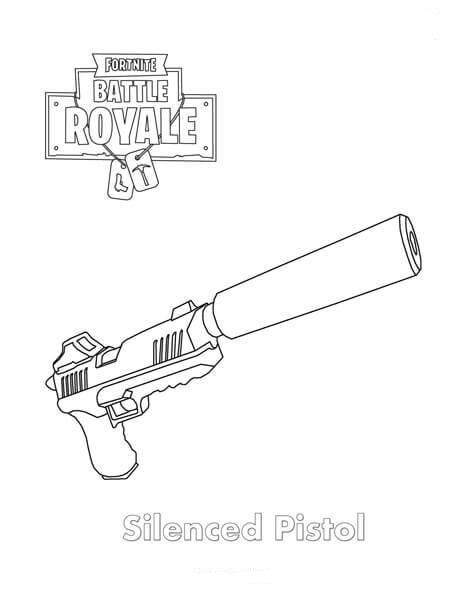 Dibujo de Pistola Silenciada Fortnite para Colorear