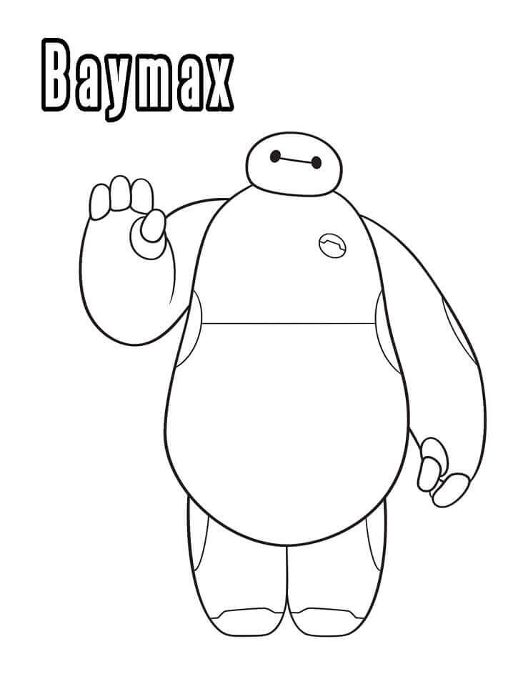 Dibujo de Baymax Est Saludando con la Mano para Colorear