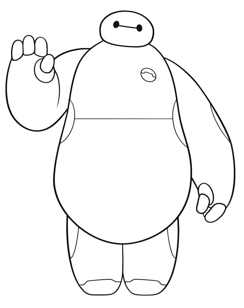 Dibujo de Baymax Saluda para Colorear