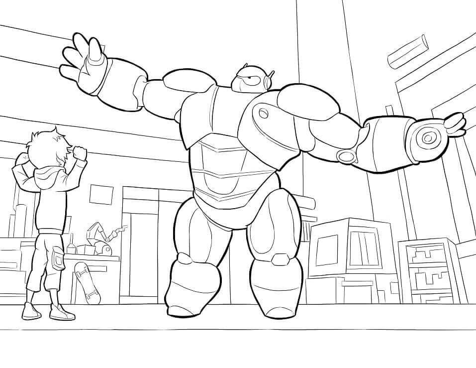 Dibujo de Baymax y Hiro para Colorear