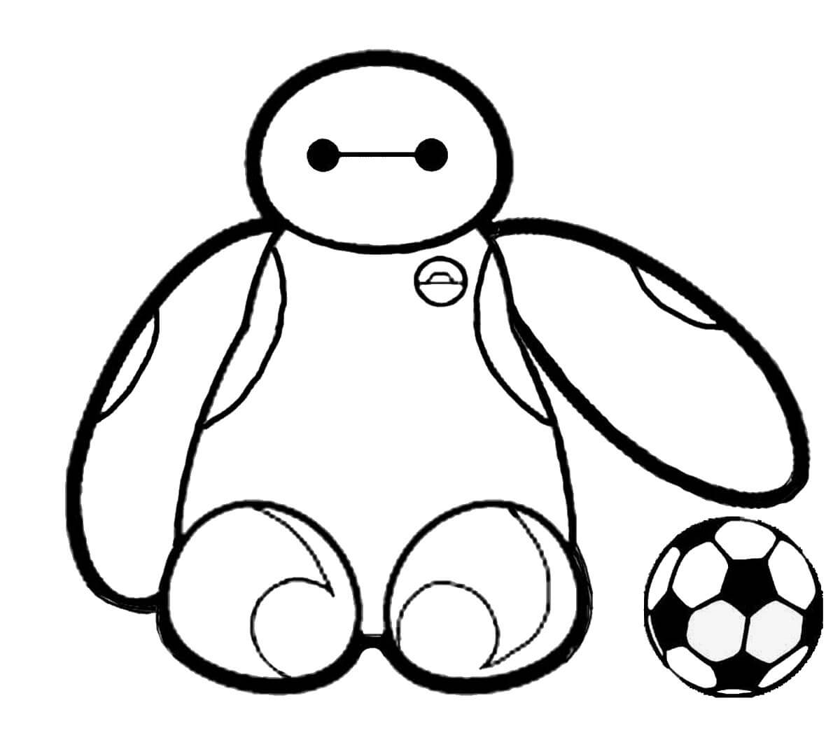 Dibujo de Baymax y la Pelota para Colorear