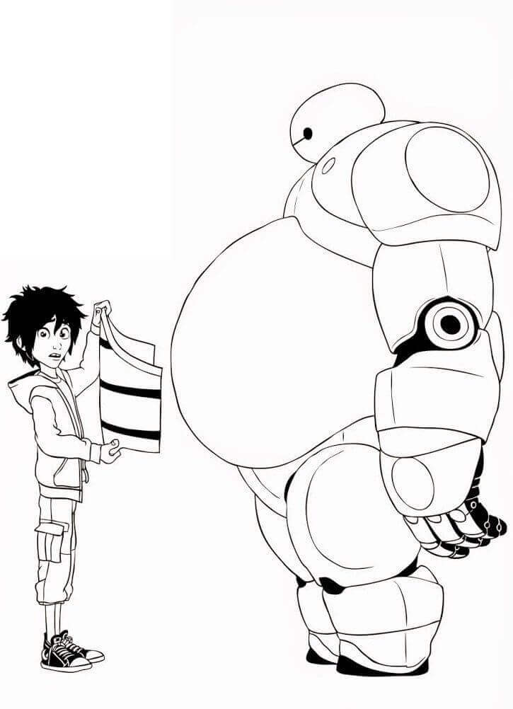 Dibujo de Hiro con Baymax para Colorear