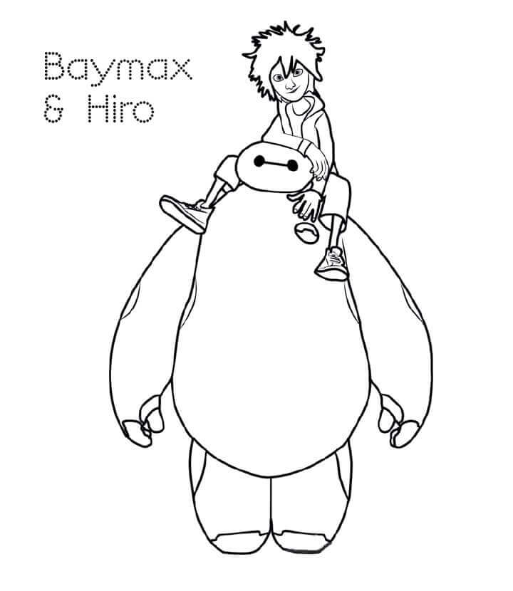 Dibujo de Hiro y Baymax para Colorear