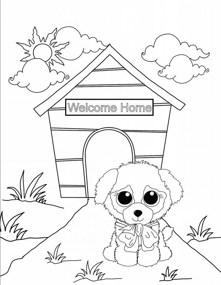 Dibujo de Caseta para Perro Beanie Boo para Colorear